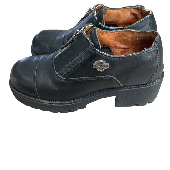HARLEY DAVIDSON VTG 90s Y2K Chunky Heeled Black Bootie Women’s Size 5.5 - Picture 2 of 14